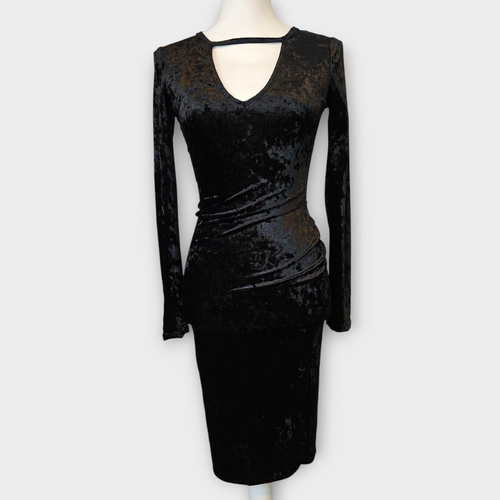 Black Velvet Victorian Dress Sz. S Mini Gothic Raven Sexy Whitchcore